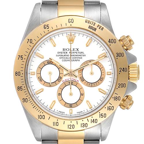 Photo of Rolex Daytona Steel Yellow Gold White Dial Mens Watch 16523 Box Papers