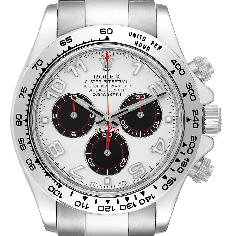 Rolex Daytona White Gold Silver Racing Dial Mens Watch 116509 SwissWatchExpo