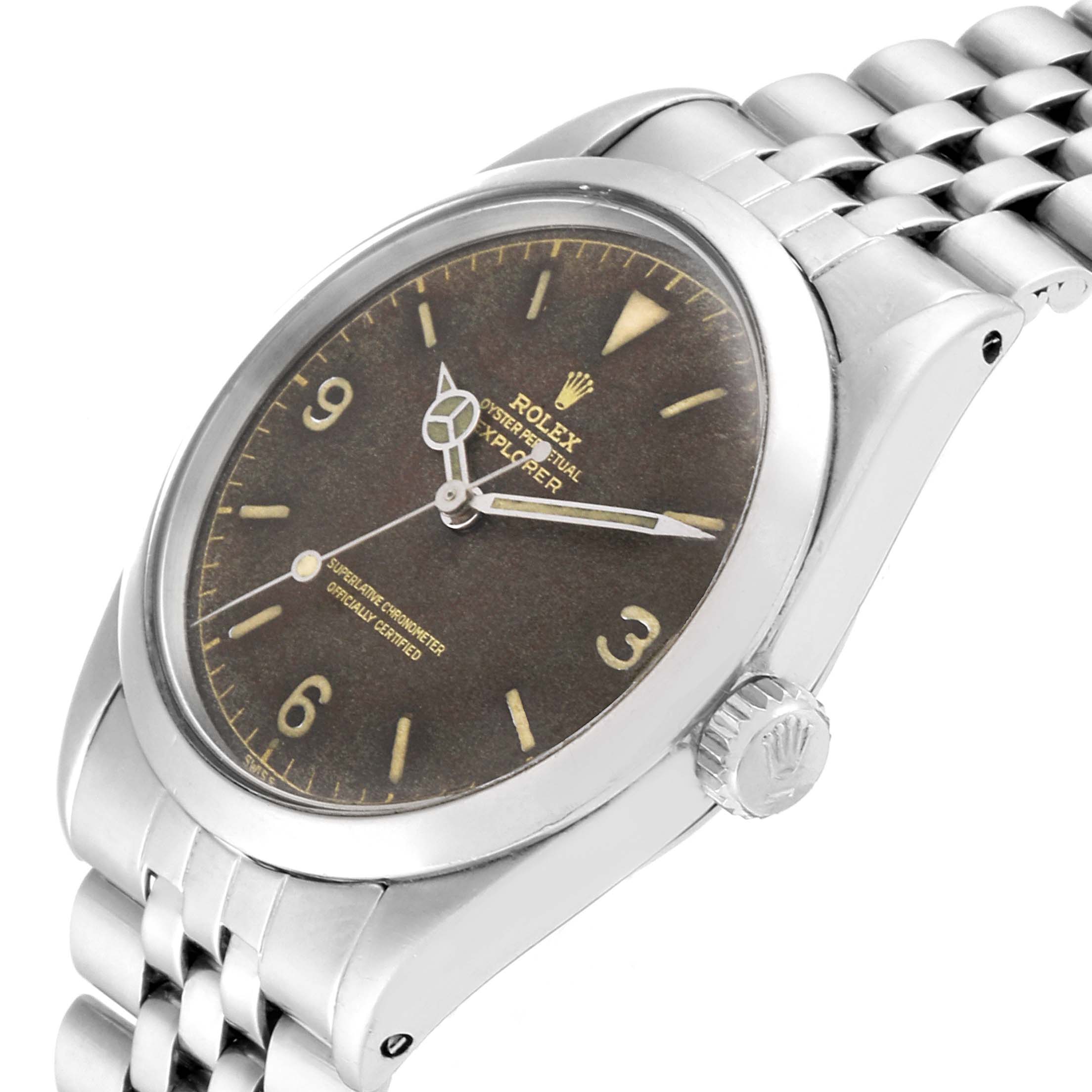 The watch is a Rolex Vintage Collection 1016 Men
s Stainless Steel  1016 Men
s Stainless Steel  model, shown at a slight angle highlighting the face, bezel, crown, and part of the bracelet.