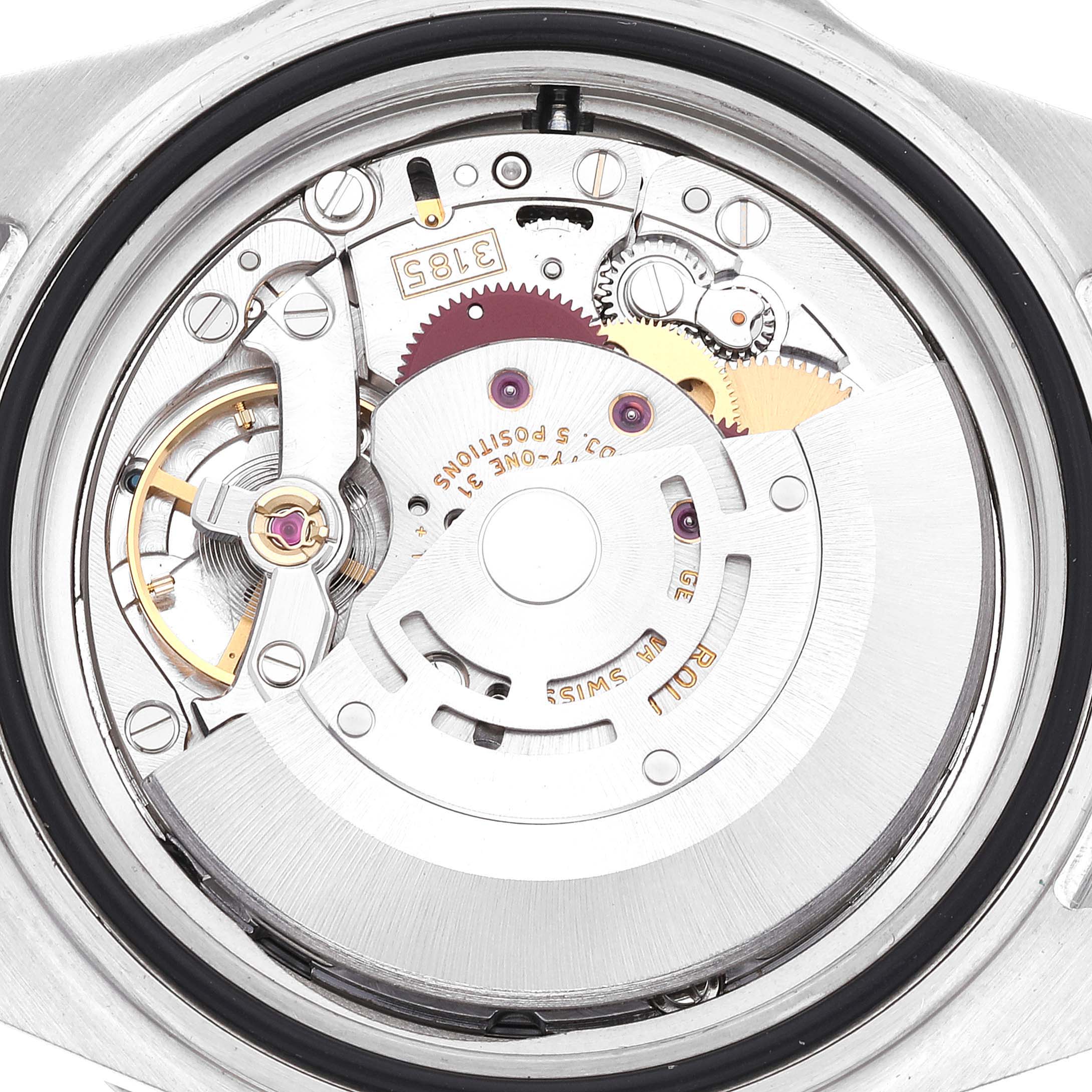 This image shows the internal movement and mechanisms of the Rolex GMT-Master 16710 Men
s Stainless Steel Black Dial 16710 Men
s Stainless Steel Black Dial watch from a top-down angle.