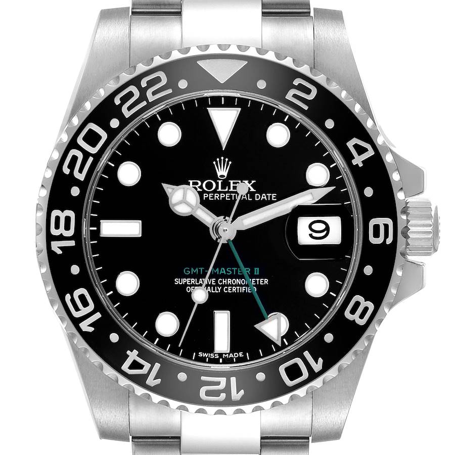 Rolex GMT Master II Green Hand Steel Mens Watch 116710 Box Card SwissWatchExpo