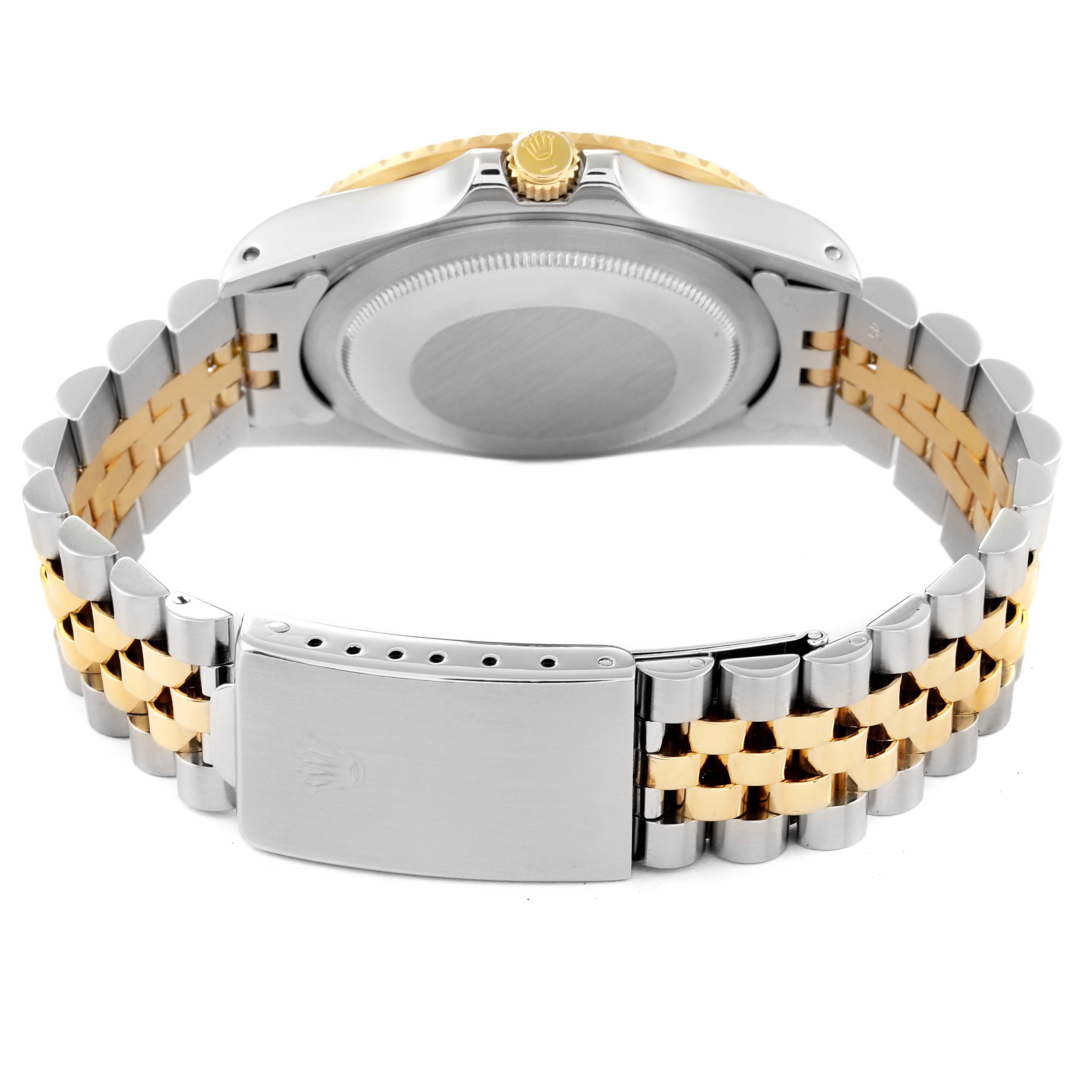 This image shows the back and clasp of a Rolex Vintage Collection 16753 Men's Steel and Gold (two tone) Brown Dial 16753 Men's Steel and Gold (two tone) Brown Dial watch.