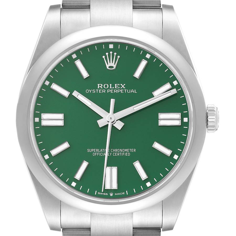 Rolex Oyster Perpetual 41mm Green Dial Steel Mens Watch 124300 Unworn SwissWatchExpo