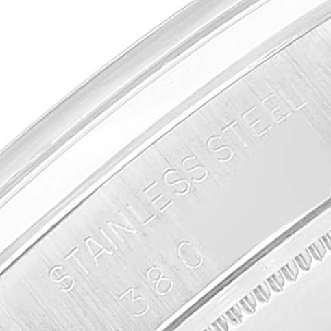 This image shows a close-up of the side of the case for a Rolex Vintage Collection 6694 Men
s Stainless Steel Silver Dial 6694 Men
s Stainless Steel Silver Dial watch, featuring stainless steel markings.