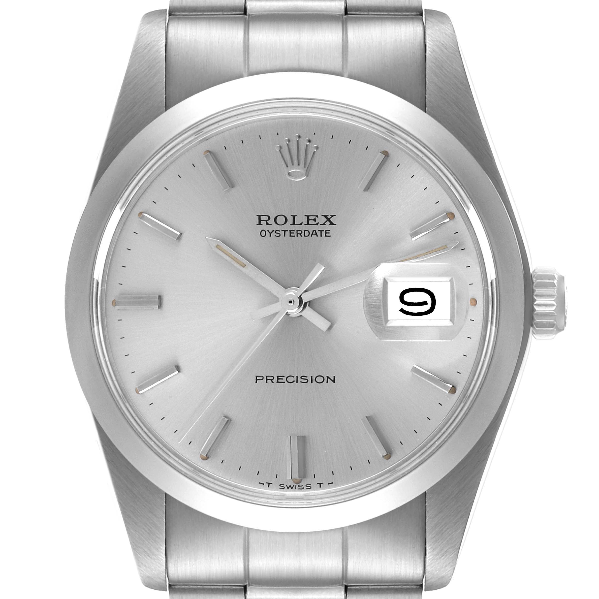 This is a front view of a Vintage Collection Rolex Oysterdate watch, showing the dial, hands, date window, and bracelet.