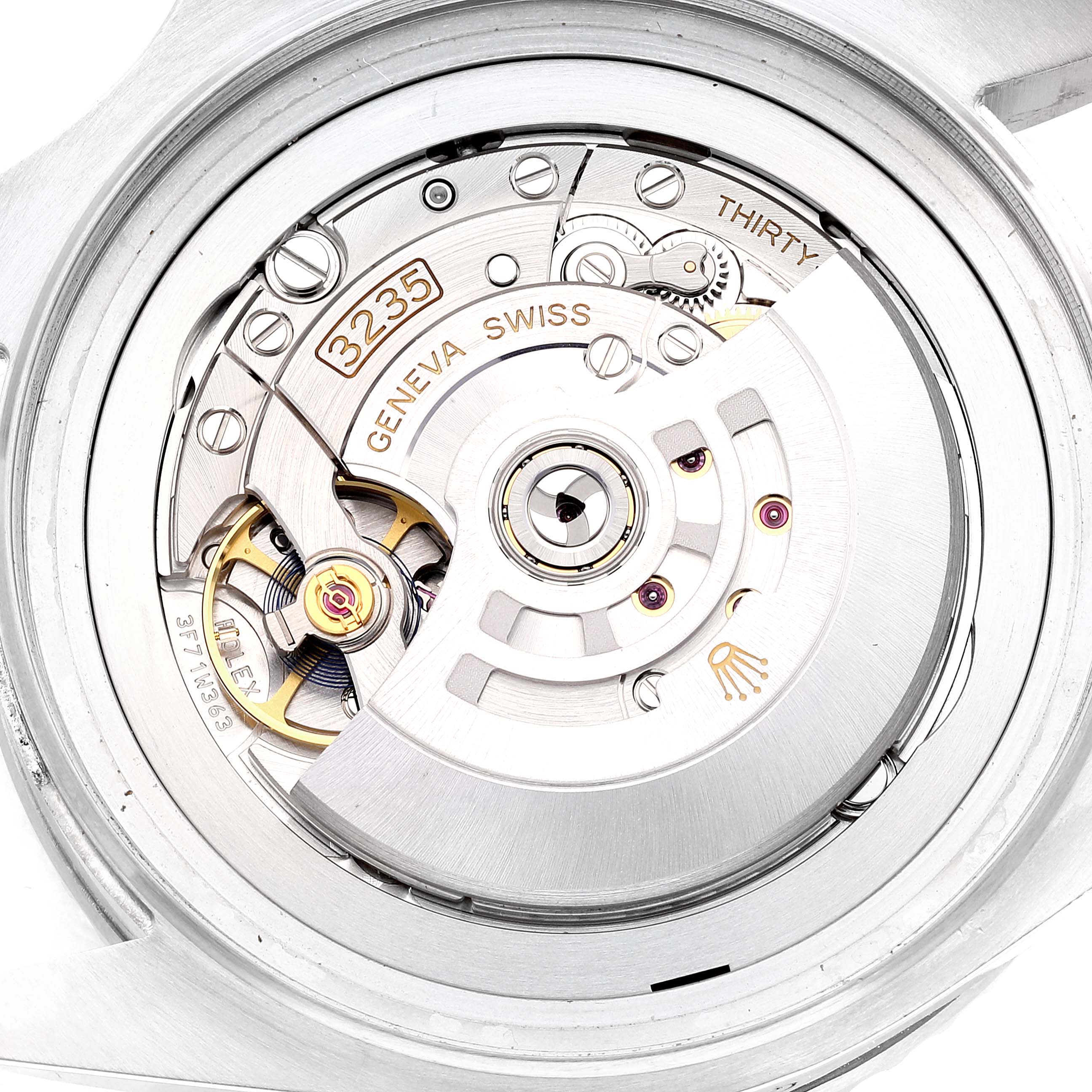 The image shows a close-up of the movement and inner mechanism of the Rolex Sea-Dweller 126660 Men
s Stainless Steel Blue Dial 126660 Men
s Stainless Steel Blue Dial watch.