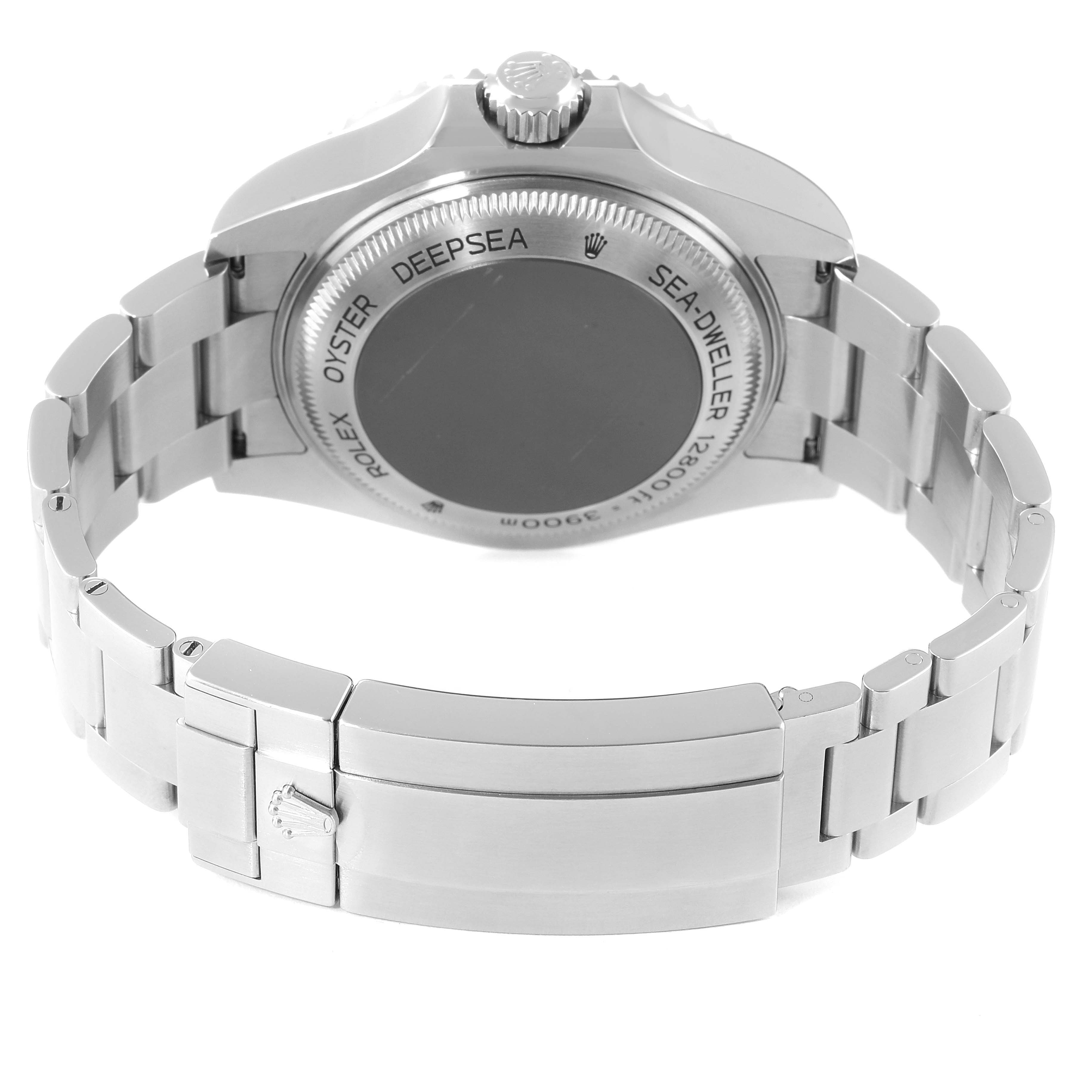 The image shows the back case and clasp of a Rolex Sea-Dweller 126660 Men
s Stainless Steel Blue Dial 126660 Men
s Stainless Steel Blue Dial watch.