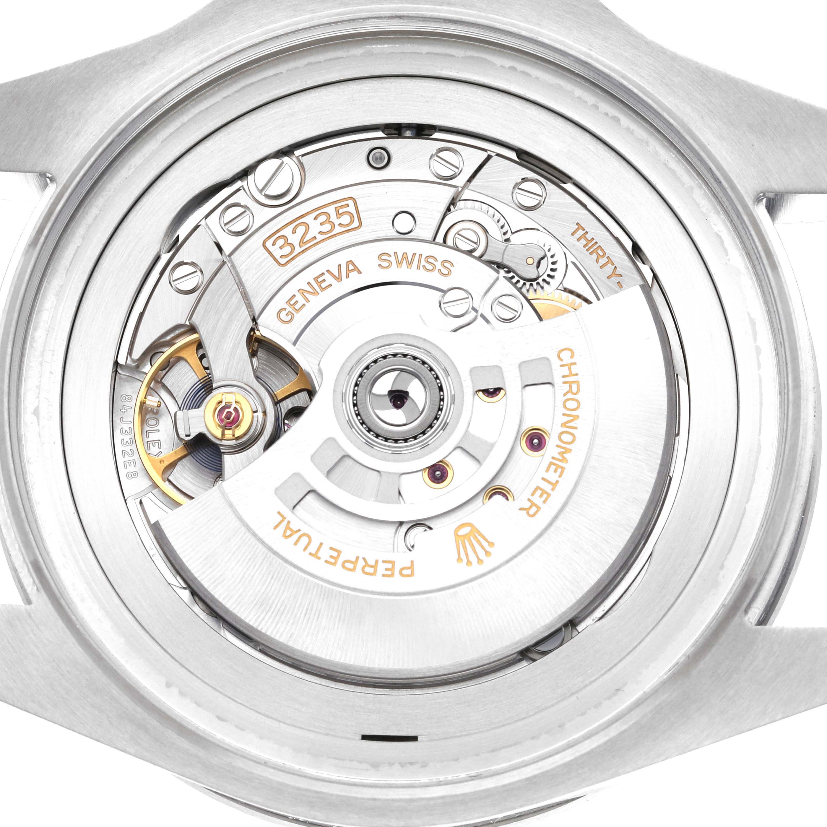 The image shows the movement mechanism of a Rolex Sea-Dweller 136660 Men's Stainless Steel Blue Dial 136660 Men's Stainless Steel Blue Dial watch viewed from the back.