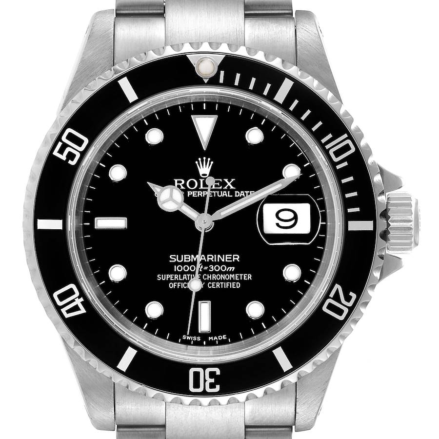 Rolex Submariner Date 40mm Black Dial Steel Mens Watch 16610 Box Papers SwissWatchExpo