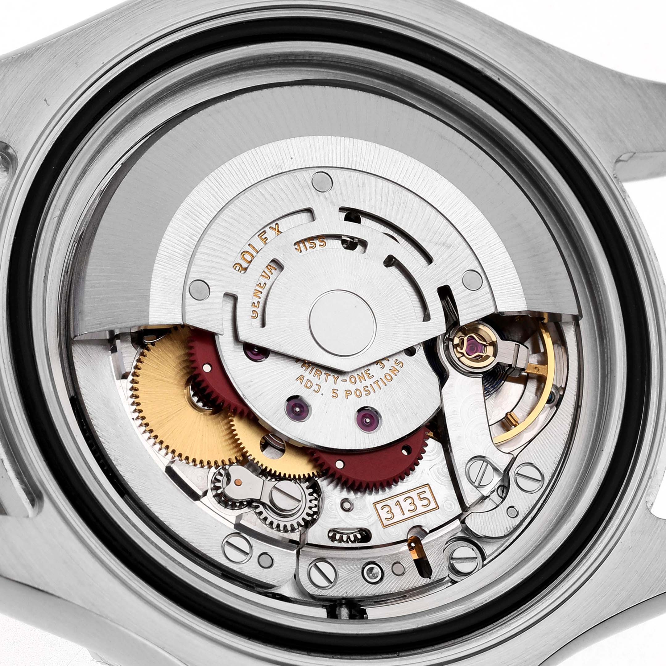 The image shows the back view of a Rolex Yacht-Master 16623 Men's Steel and Gold (two tone) Blue Dial, highlighting the intricate movement components.