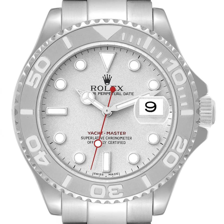 Rolex Yachtmaster Steel Platinum Dial Platinum Bezel Mens Watch 16622 SwissWatchExpo