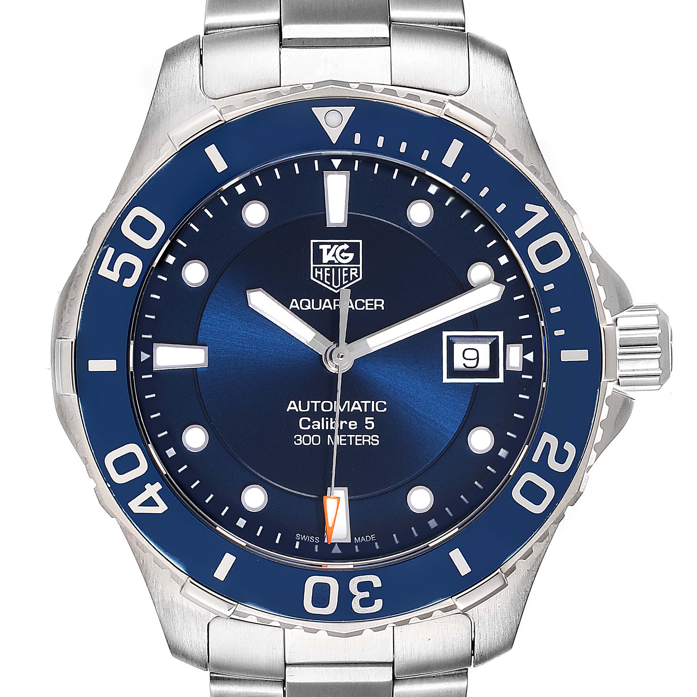 Tag Heuer Aquaracer Calibre 5 500M Blue Dial Steel Mens Watch