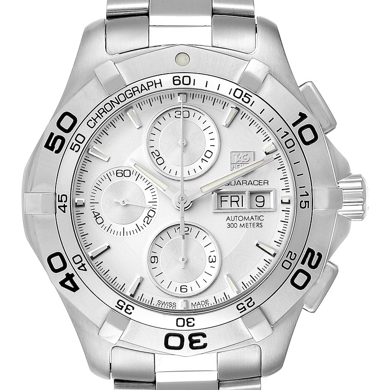 Tag Heuer Aquaracer Silver Dial Chronograph Mens Watch CAF2011 SwissWatchExpo