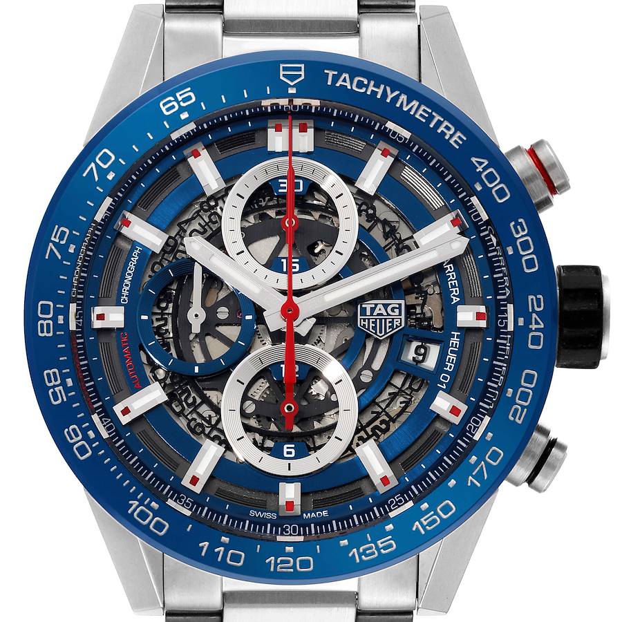 Tag Heuer Carrera Skeleton Dial Steel Mens Watch CAR201T Box Card SwissWatchExpo