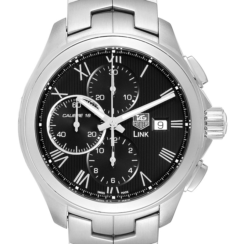 TAG Heuer Link Steel Black Dial Chronograph Mens Watch CAT2012 Box Card SwissWatchExpo