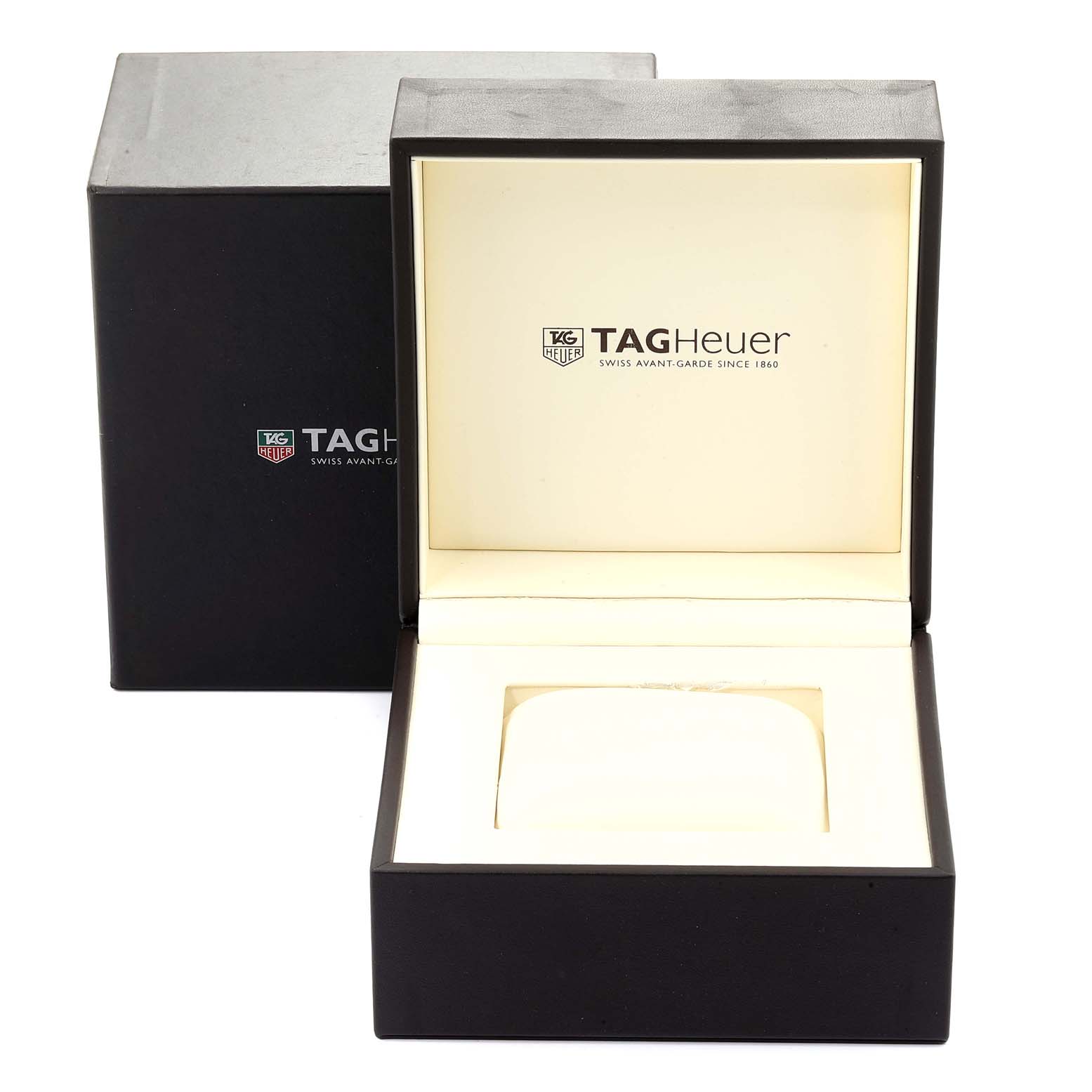 The image shows the open box and outer packaging of the Tag Heuer Monza CR5111.FC6176 Men's Stainless Steel Silver Dial CR5111.FC6176 Men's Stainless Steel Silver Dial model watch.