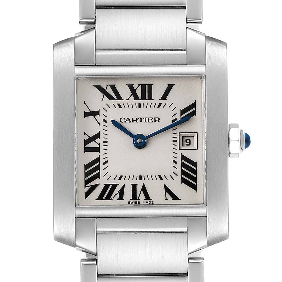 Cartier Tank Francaise Midsize 25mm Silver Dial Ladies Watch W51011Q3 SwissWatchExpo