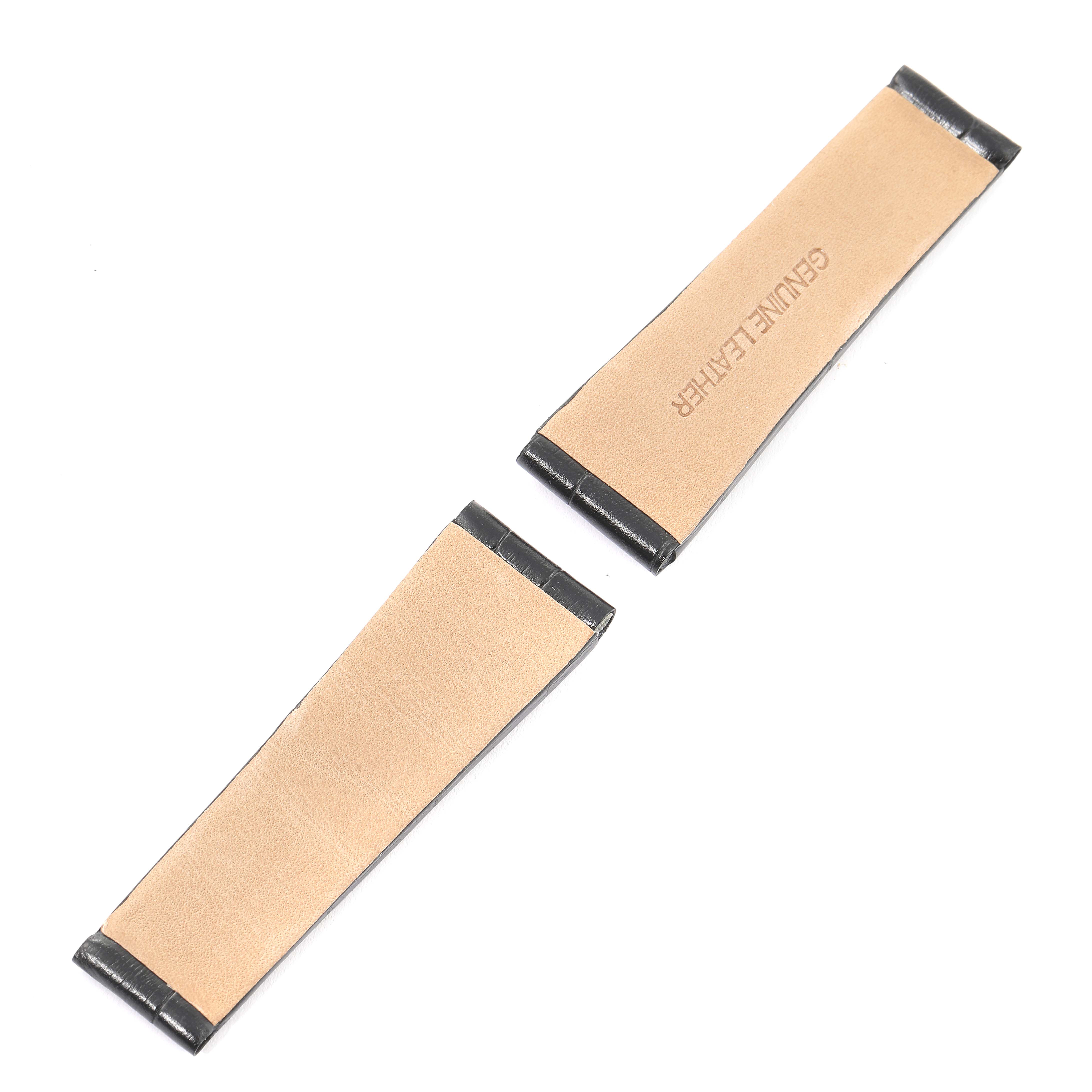This image shows the genuine leather watch straps for a Rolex Cellini 5440 Men
s Yellow Gold Champagne Dial 5440 Men
s Yellow Gold Champagne Dial model from a top-down angle.