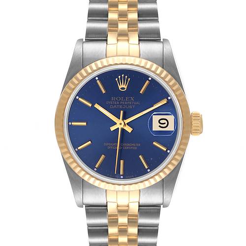 Photo of Rolex Datejust Midsize 31mm Steel Yellow Gold Blue Dial Ladies Watch 68273