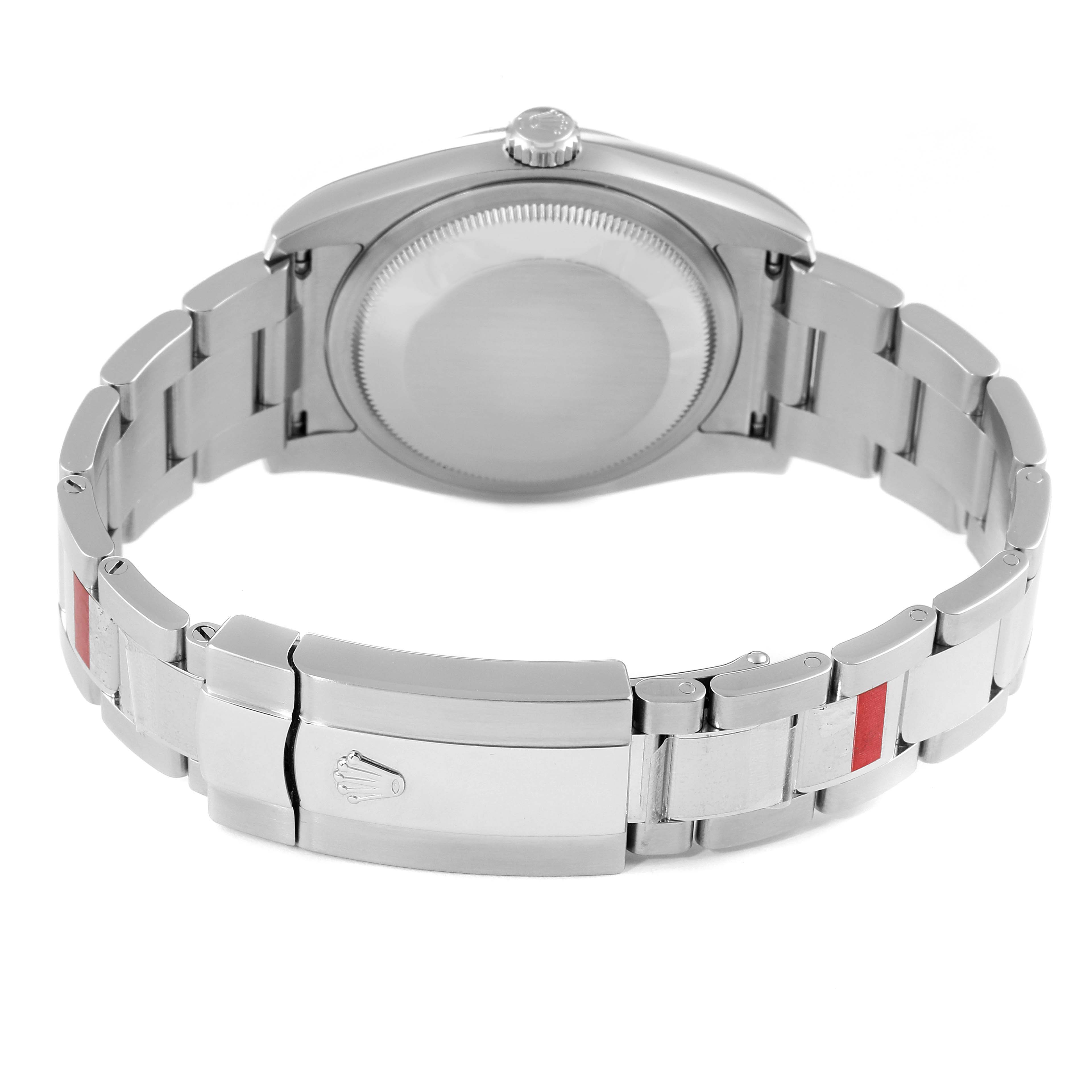 The image shows the back view and bracelet of the Rolex Datejust 116200 Men's Stainless Steel Silver Dial 116200 Men's Stainless Steel Silver Dial watch.