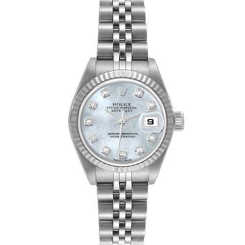 Photo of Rolex Datejust Steel White Gold Mother Of Pearl Diamond Ladies Watch 79174 Box Papers
