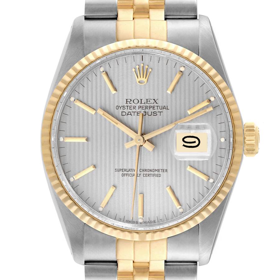 Rolex Datejust Steel Yellow Gold Silver Dial Vintage Mens Watch 16013 SwissWatchExpo