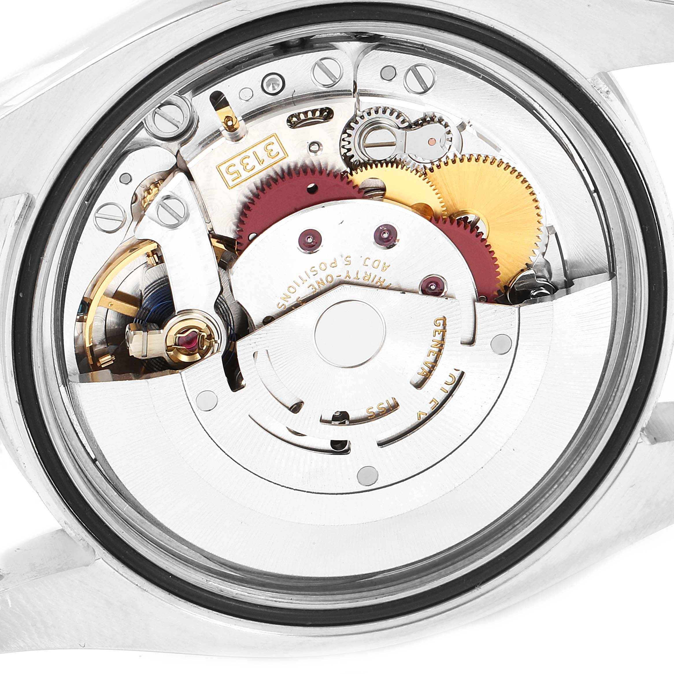 The image shows the internal mechanism and movement components of a Rolex Turn-o-Graph 116264 Men
s Stainless Steel Blue Dial 116264 Men
s Stainless Steel Blue Dial watch.