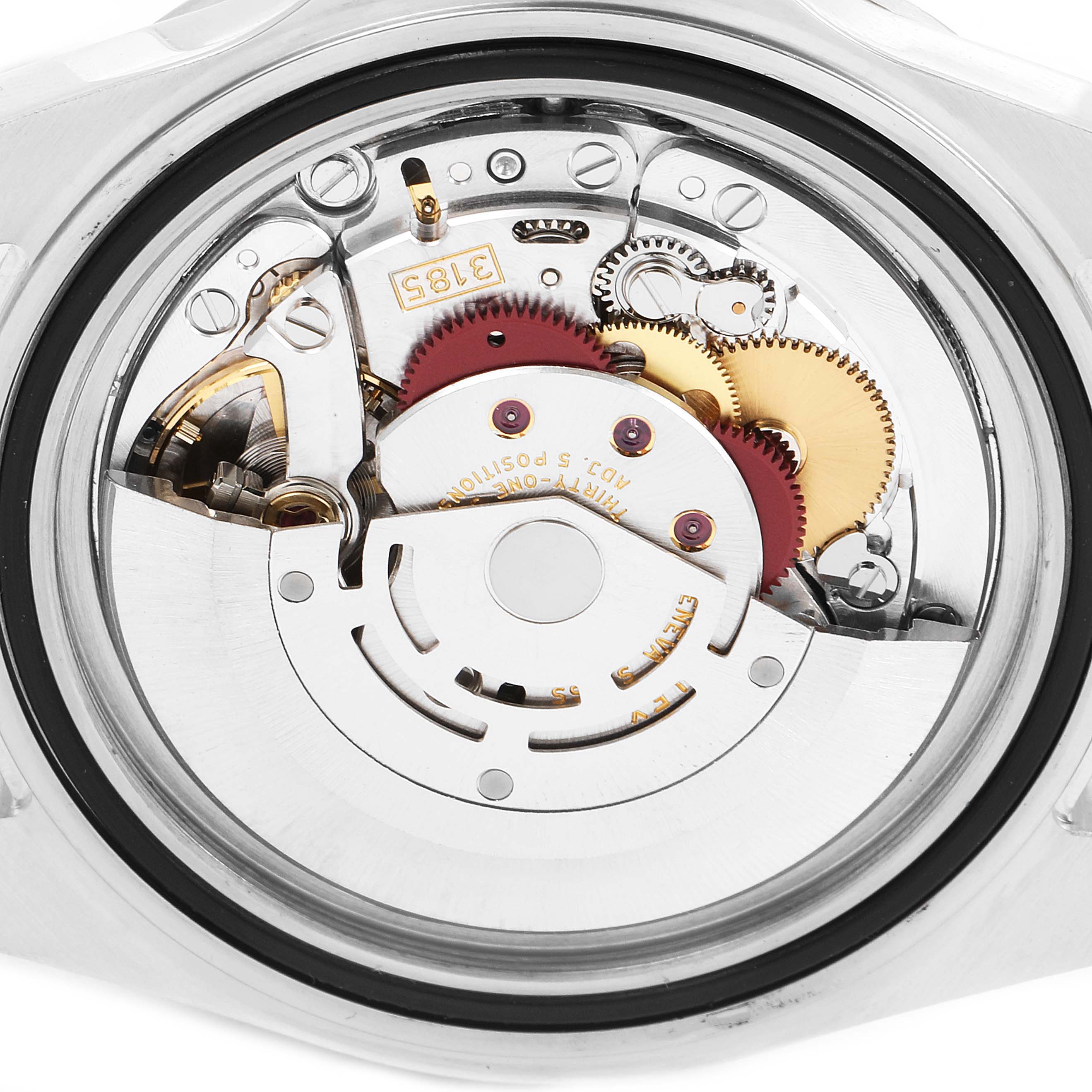 This image shows the internal movement components of a Rolex Explorer 16570 Men
s Stainless Steel White Dial 16570 Men
s Stainless Steel White Dial watch, viewed from the back.