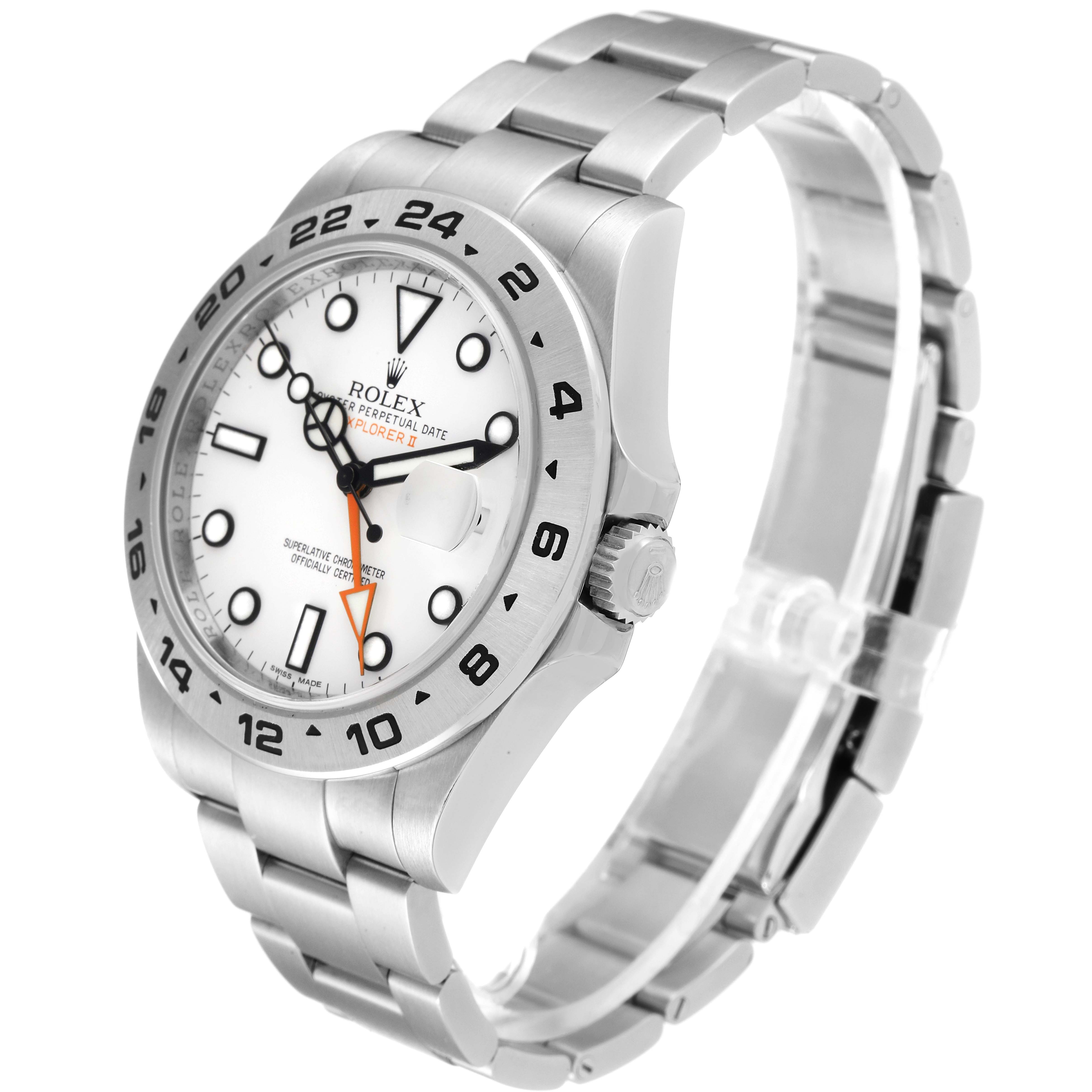 The image shows a side angle of a Rolex Explorer 216570 Men's Stainless Steel White Dial 216570 Men's Stainless Steel White Dial model watch, displaying the dial, case, and bracelet.
