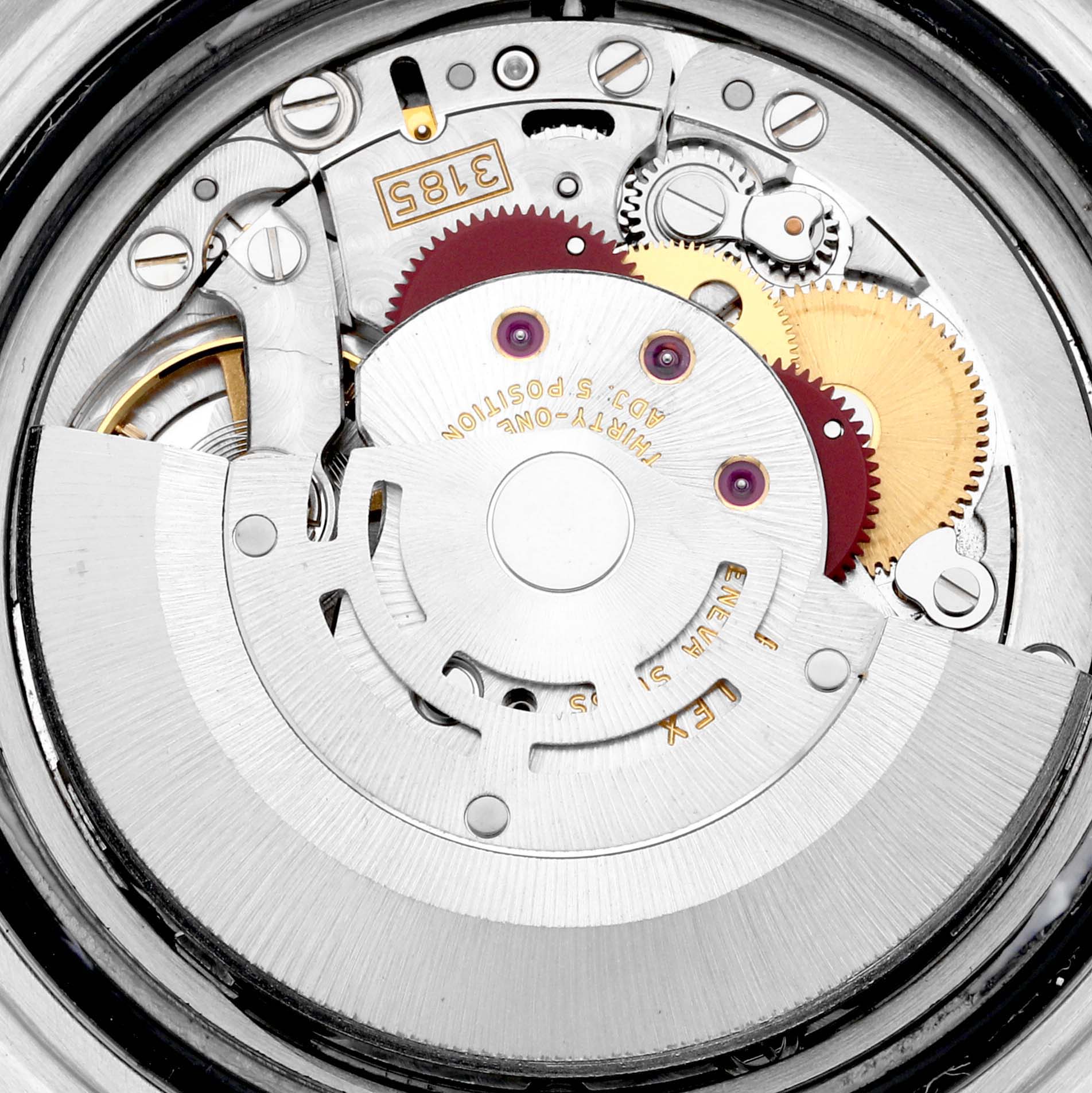This image shows the internal mechanical movement parts of a Rolex GMT-Master 16710 Men
s Stainless Steel Black Dial 16710 Men
s Stainless Steel Black Dial watch, viewed from the back.
