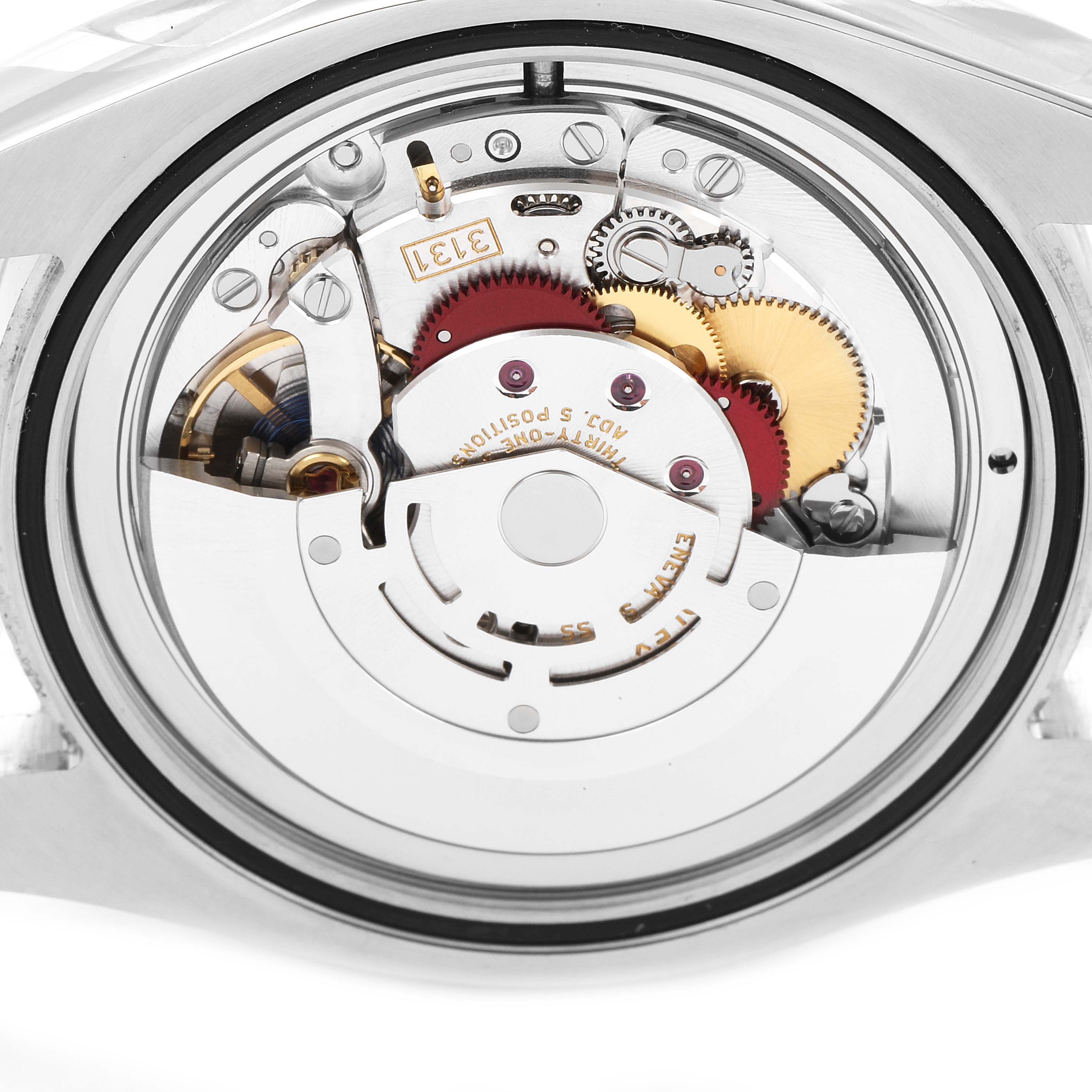 This image shows a close-up of the movement and internal mechanics of the Rolex Milgauss 116400GV Men's Stainless Steel Blue Dial 116400GV Men's Stainless Steel Blue Dial watch.