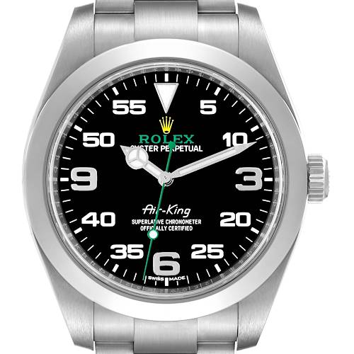 Photo of Rolex Oyster Perpetual Air King Green Hand Steel Mens Watch 116900 Box Card