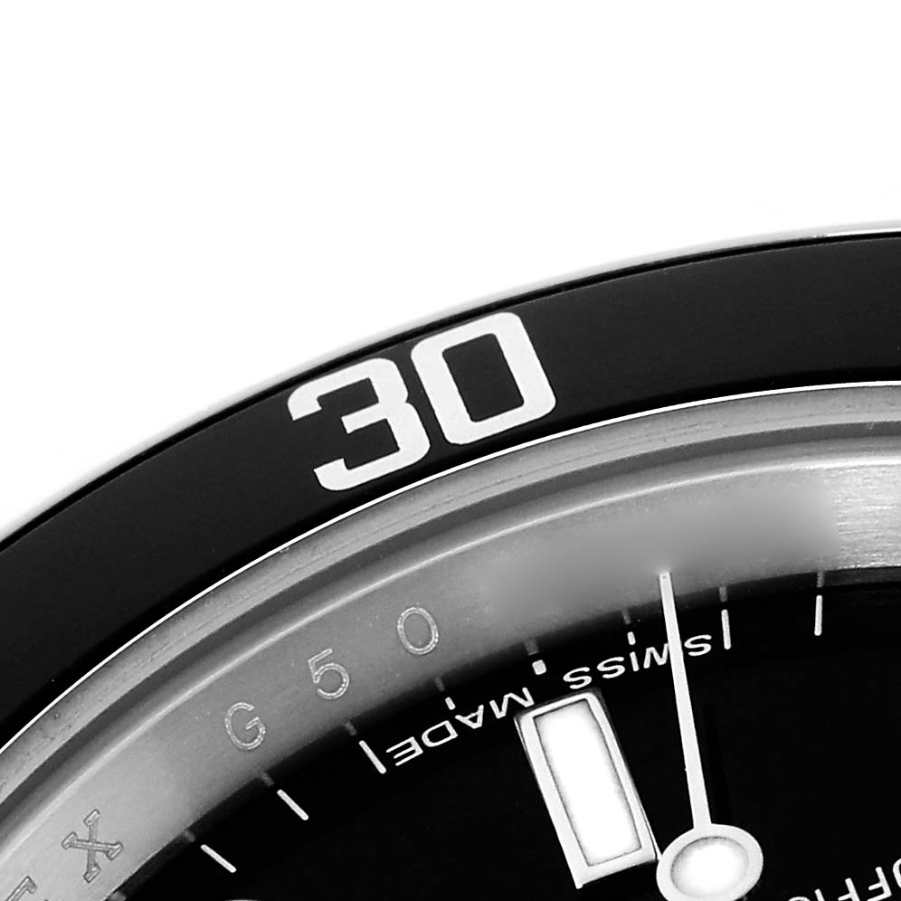 The image shows a close-up of the bezel and dial of the Rolex Submariner 14060 Men
s Stainless Steel Black Dial 14060 Men
s Stainless Steel Black Dial, focusing on the "30" marking.