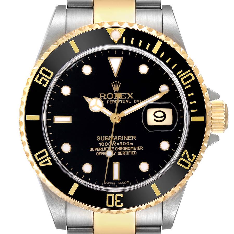 Rolex Submariner Steel Yellow Gold Black Dial Mens Watch 16613 SwissWatchExpo