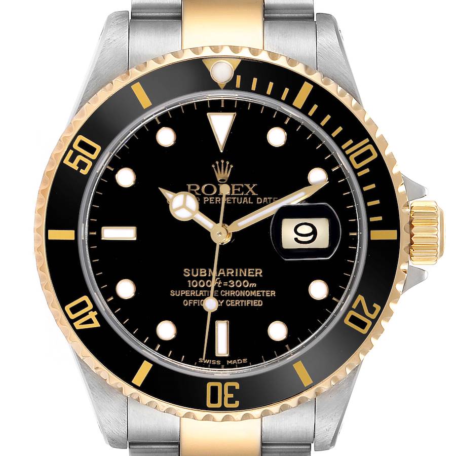 Rolex Submariner Steel Yellow Gold Black Dial Mens Watch 16613 SwissWatchExpo