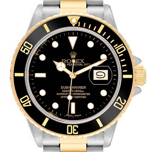 Photo of Rolex Submariner Steel Yellow Gold Black Dial Mens Watch 16803