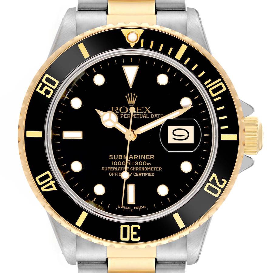 Rolex Submariner Steel Yellow Gold Black Dial Mens Watch 16803 SwissWatchExpo