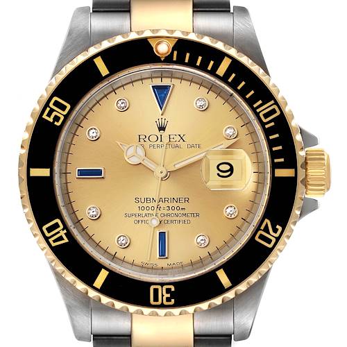 Photo of NOT FOR SALE Rolex Submariner Steel Yellow Gold Diamond Sapphire Serti Dial Mens Watch 16613 PARTIAL PAYMENT