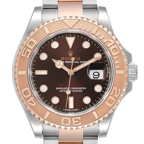 Photo of Rolex Yachtmaster 40 Everose Gold Steel Brown Dial Watch 116621 Box Card