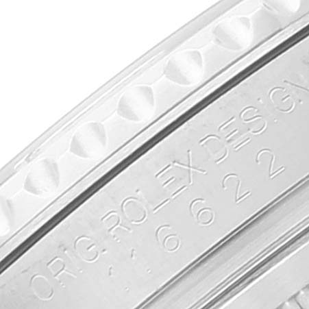 The image shows a close-up of the case side of a Rolex Yacht-Master 116622 Men
s Stainless Steel Silver Dial 116622 Men
s Stainless Steel Silver Dial, highlighting engraved text.