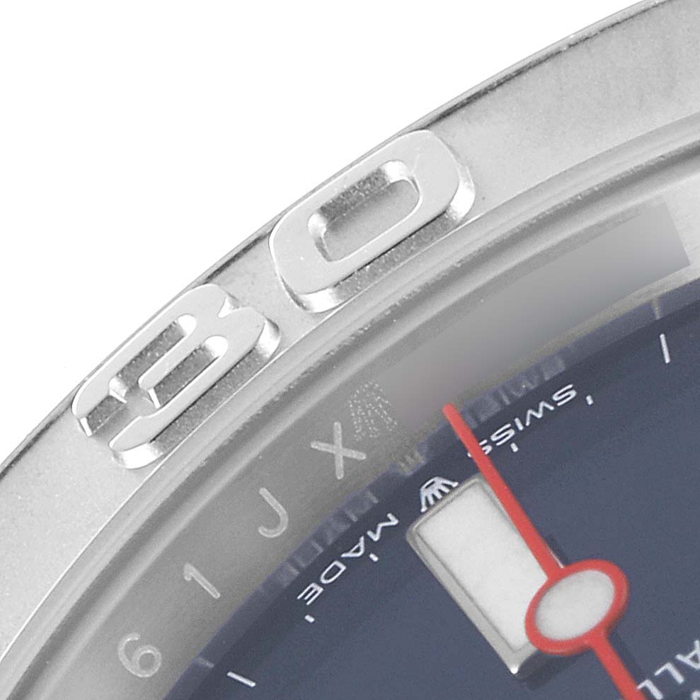 The image shows a close-up of the bezel and part of the dial of a Rolex Yacht-Master 126622 Men
s Stainless Steel Blue Dial 126622 Men
s Stainless Steel Blue Dial watch.