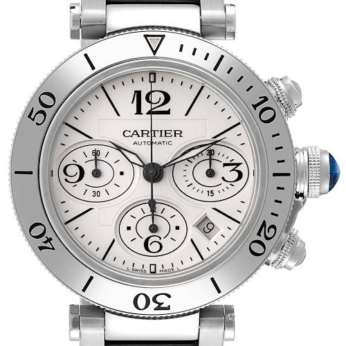 Photo of Cartier Pasha Seatimer Chronograph Steel Mens Watch W31089M7 Papers