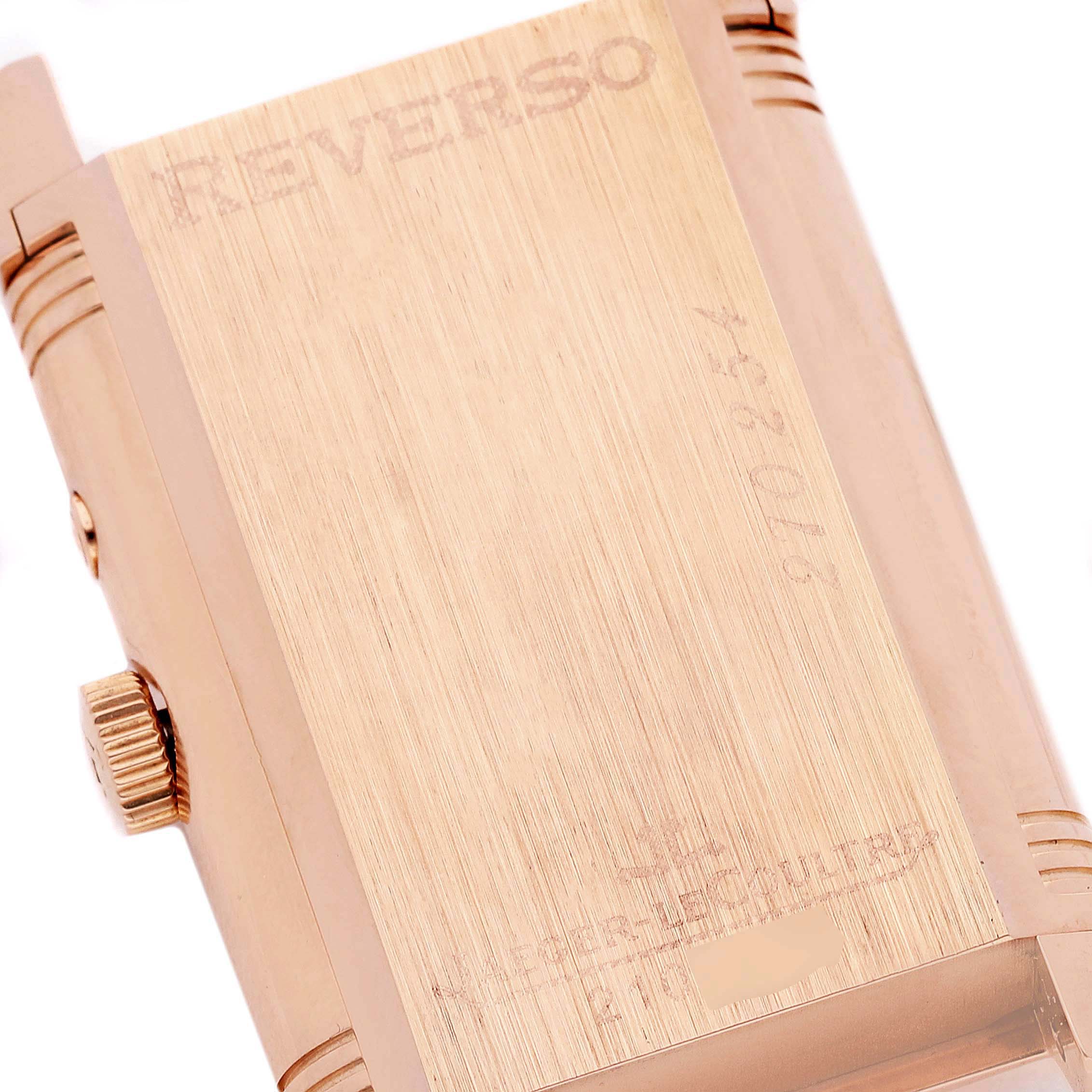 The image displays a close-up shot of the back and side views of the Jaeger-LeCoultre Reverso watch case.