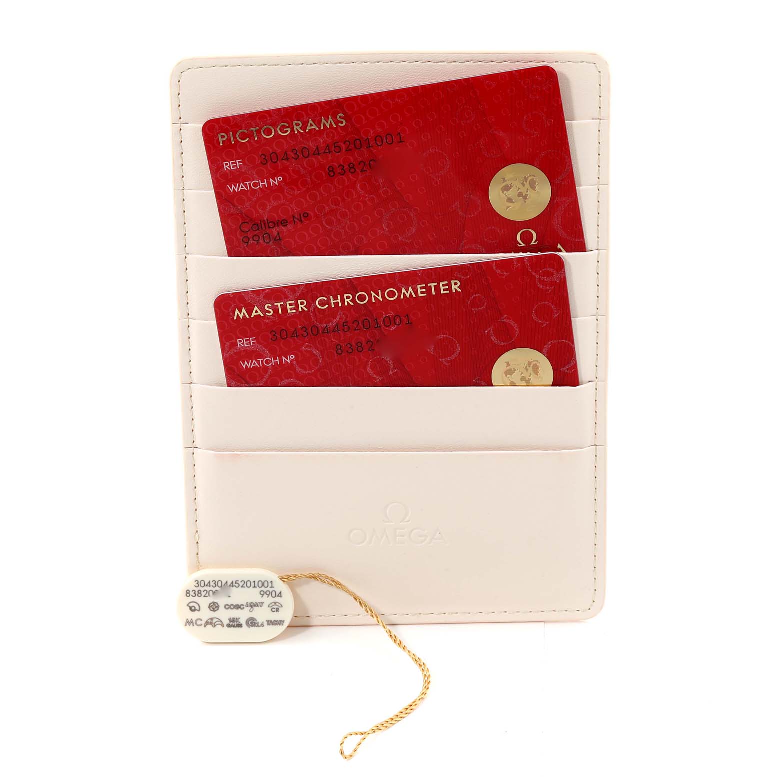 The image shows Best Quality
ation cards and a tag for an Omega Speedmaster 304.30.44.52.01.001 Men
s Stainless Steel Black Dial 304.30.44.52.01.001 Men
s Stainless Steel Black Dial watch in a white cardholder.