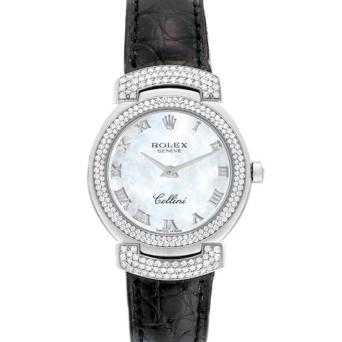 Photo of Rolex Cellini Cellissima White Gold Mother of Pearl Dial Diamond Ladies Watch 6673 Box Papers