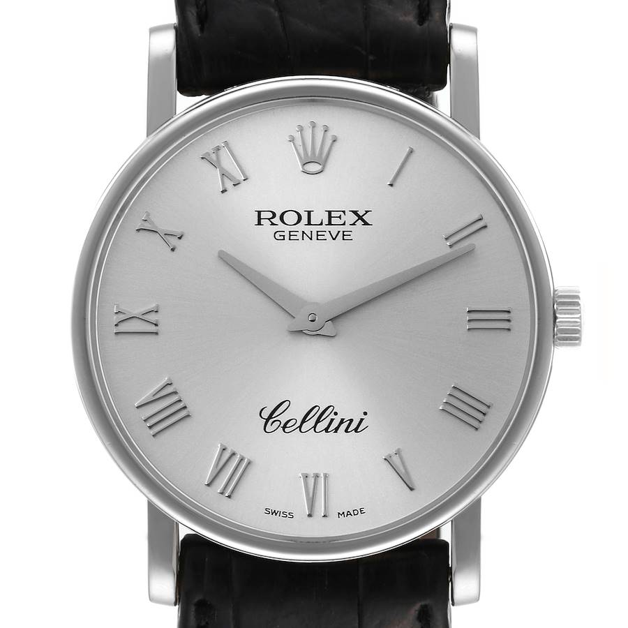 Rolex Cellini Classic White Gold Silver Dial Mens Watch 5115 SwissWatchExpo