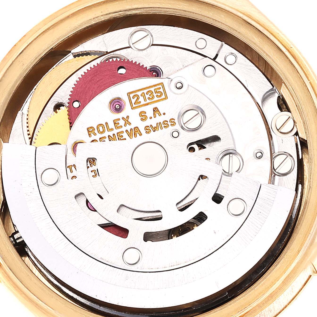 This image shows the internal mechanism components of a Rolex President 69178 Women's Yellow Gold Champagne Dial 69178 Women's Yellow Gold Champagne Dial model watch.