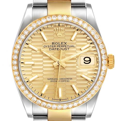 Photo of Rolex Datejust Steel Yellow Gold Fluted Dial Diamond Watch 126283 Unworn