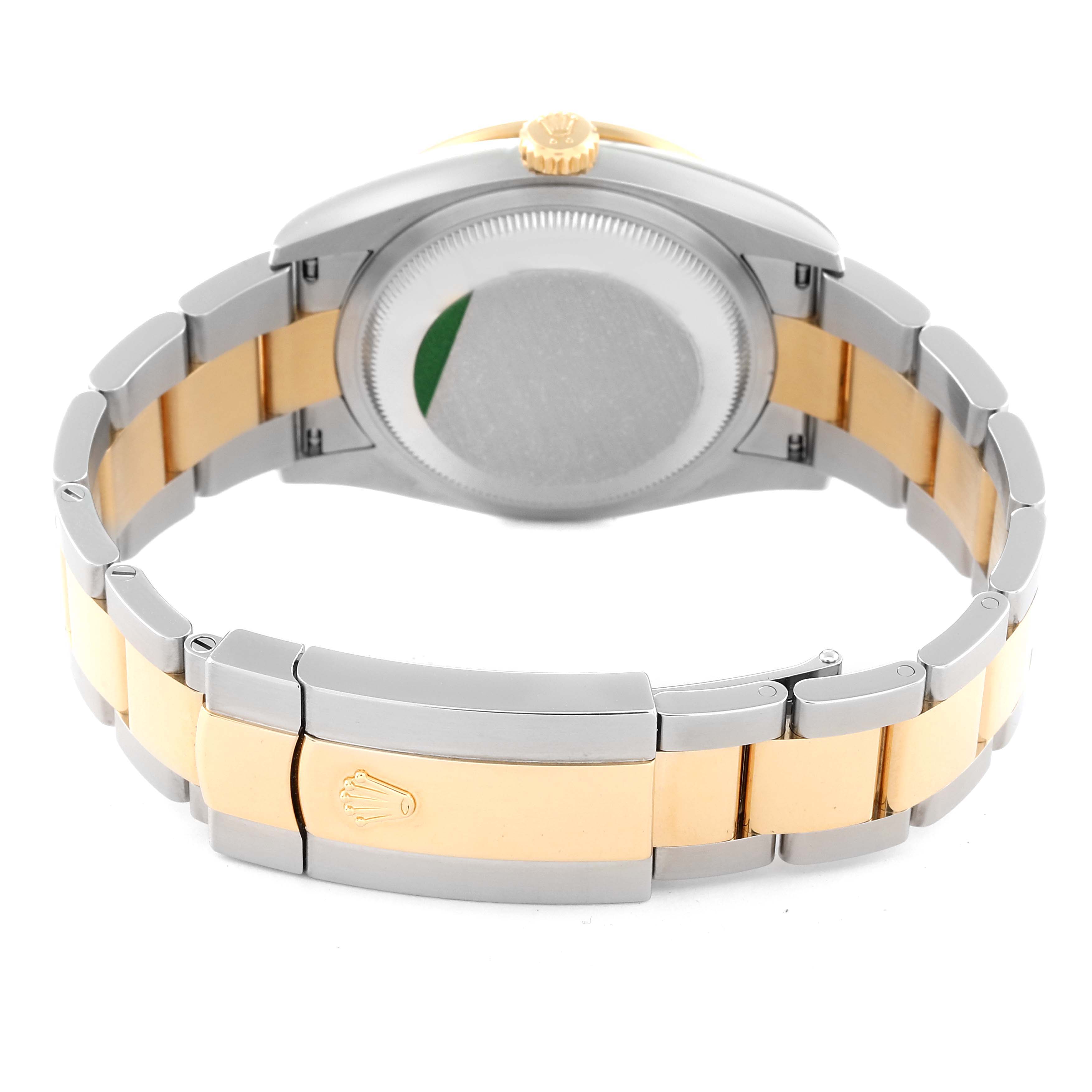 This image shows the back view of a Rolex Datejust 126283 Men's Steel and Gold (two tone) Champagne Dial 126283 Men's Steel and Gold (two tone) Champagne Dial watch, highlighting the two-tone bracelet and clasp.