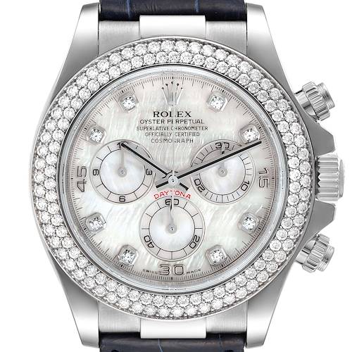 Photo of Rolex Daytona White Gold Mother of Pearl Diamond Mens Watch 116589